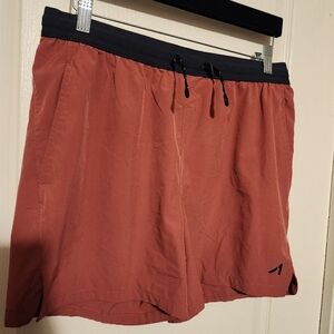 Men's Workout Shorts Coral With Navy Waistband Size M